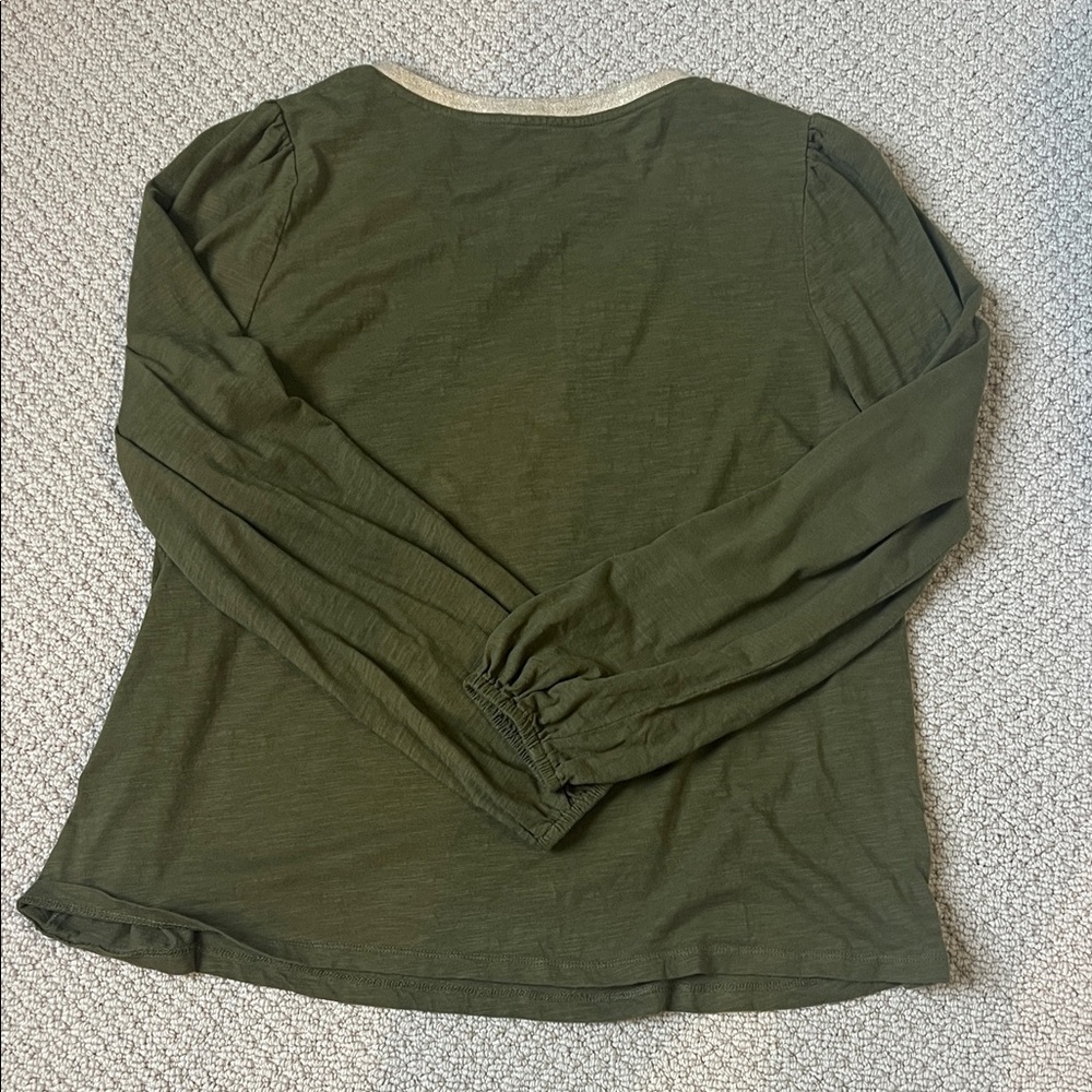 Boden Olive V-Neck Long Sleeve Top - Picture 4 of 4